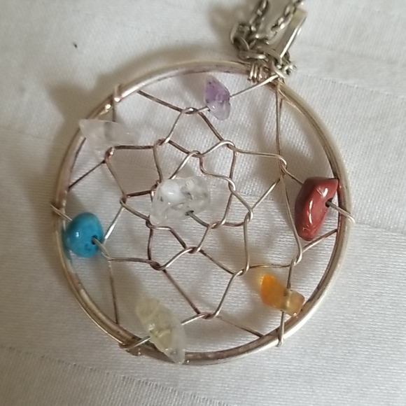 Vintage Silver Dream Catcher Stone Necklace - Picture 4 of 5